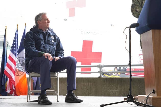 March 30, 2020, New York, New York, USA: Mayor BILL DE BLASIO holds press conference as the USNS Comfort Hospital Ship arrives in NYC,.Pier 90, NYC.March 30, 2020.Photos by , Photos Inc. New York USA - ZUMAms4_ 20200330_zaf_ms4_013 Copyright: xSoniaxMoskowitzx