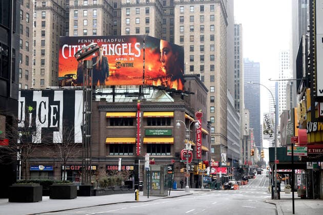 March 30, 2020, New York City, New York, US: In the city that never sleeps and at the Crossroads of the World, a magnet that is Times Square, indications of life is to been seen. New York City US - ZUMAl135 20200330_zap_l135_027 Copyright: xG.xRonaldxLopezx