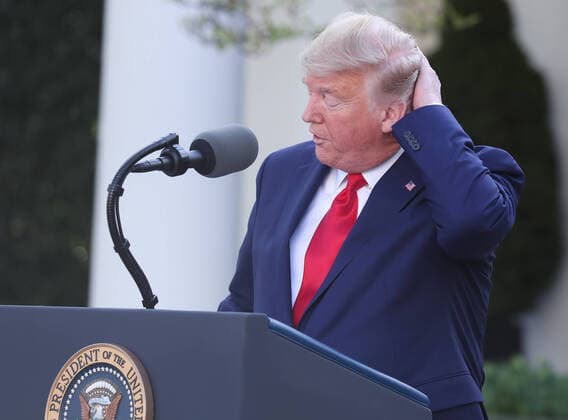 US President Donald J. Trump speaks during the Coronavirus Task Force press briefing on the coronavirus and COVID-19 pandemic, in the Rose Garden at the White House, in Washington, DC, USA, 30 March 2020. Copyright: xMichaelxReynoldsx