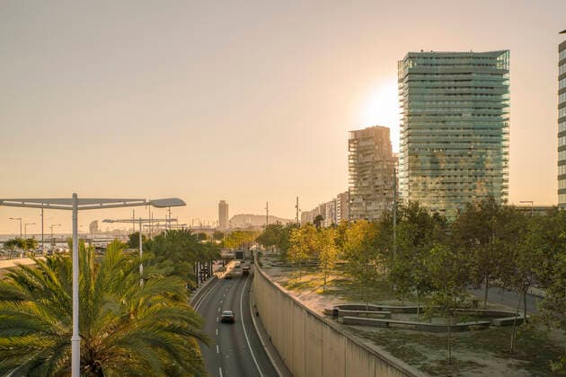 Diagonal Mar and the Poblenou Maritime Front in Barcelona at sunset Barcelona, CT, Spain CR_AHTA200323B-152270-01
