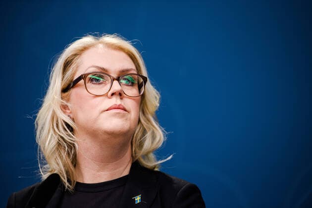 200331 Lena Hallengren, Minister for Health and Social Affairs of Sweden at a press conference with the government of Sweden regarding the coronavirus, covid 19, on March 31, 2020 in Stockholm,  Copyright: MAXIMxTHORE 47107407st