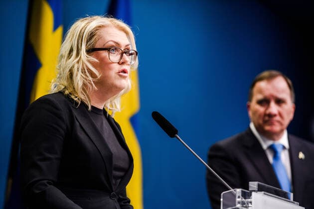 200331 Lena Hallengren, Minister for Health and Social Affairs of Sweden at a press conference with the government of Sweden regarding the coronavirus, covid 19, on March 31, 2020 in Stockholm,  Copyright: MAXIMxTHORE 47107455st