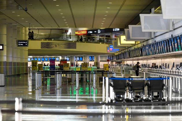 Las Vegas NV - March 31: McCarran International Airport empty after 2 workers test positive for Covid-19 in Las Vegas, Nevada on March 31, 2020. Copyright: xDamairsxCarterx