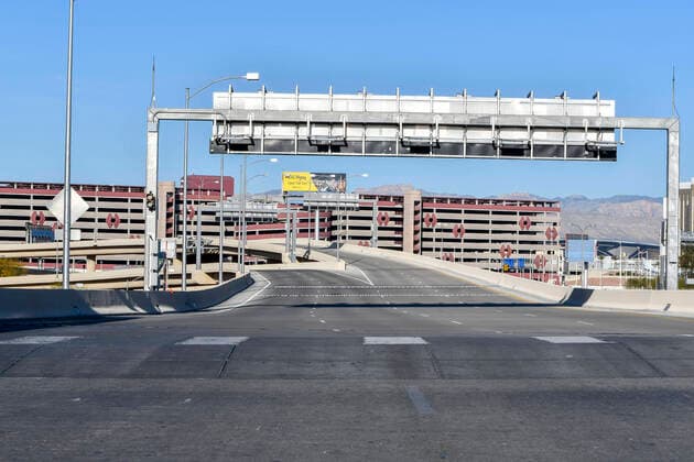 Las Vegas NV - March 31: McCarran International Airport empty after 2 workers test positive for Covid-19 in Las Vegas, Nevada on March 31, 2020. Copyright: xDamairsxCarterx