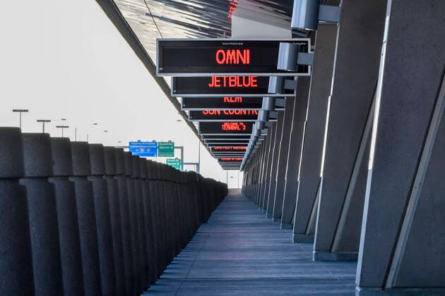 Las Vegas NV - March 31: McCarran International Airport empty after 2 workers test positive for Covid-19 in Las Vegas, Nevada on March 31, 2020. Copyright: xDamairsxCarterx