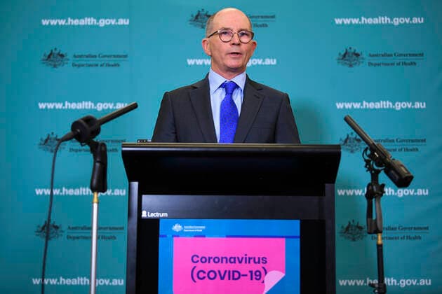 PAUL KELLY CORONAVIRUS UPDATE, Deputy Chief Medical Officer Professor Paul Kelly speaks to the media during a press conference at the Australian Department of Health in Canberra, Wednesday, April 1, 2020. ( NO ARCHIVING, EDITORIAL USE ONLY, NO USE IN BOOKS WITHOUT CONSENT CANBERRA ACT AUSTRALIA  Copyright: xLUKASxCOCHx 20200401001461163113