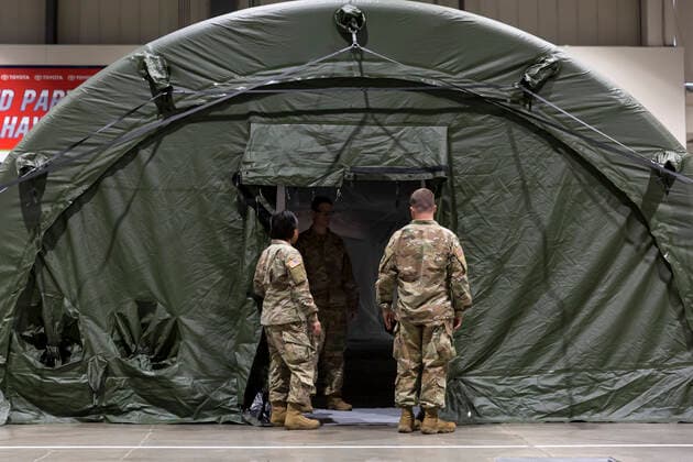March 31, 2020, Seattle, Washington, U.S: Soldiers assemble the pre-op room at the field hospital in CenturyLink Field Event Center in Seattle, Washington on March 31, 2020. Soldiers from the 627th Army Hospital at Fort Carson, Colorado are deploying a field hospital for non-COVID-19 cases that will house 150 beds when completed. Seattle U.S. - ZUMAg235 20200331_zap_g235_009 Copyright: xPaulxChristianxGordonx