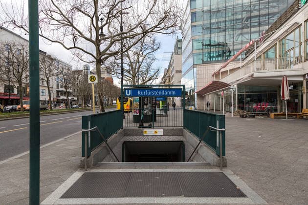 Subway entrance Kurfürstendamm in Berlin during the Corona Pandemic on 31 03 2020