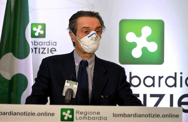 News Bilder des Tages Milan, President Attilio Fontana makes the daily press point for Coronavirus data (Maurizio Maule Fotogramma, Milan - 2020-04-01) p.s. la foto e utilizzabile nel rispetto del contesto in cui e stata scattata, e senza intento diffamatorio del decoro delle persone rappresentate  Copyright: xMaurizioxMaulex xFOTOGRAMMAx