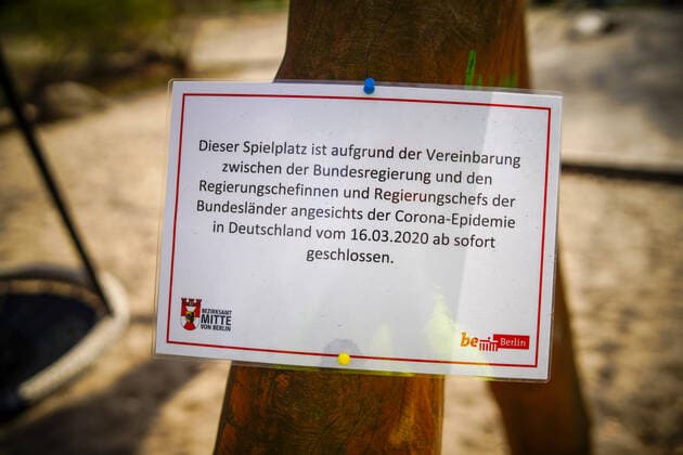 01 04 2020,Berlin,Germany,GER,the city in times of the Corona Pandemic Playground at the Luiseninsel in the Großer Tiergarten All playgrounds in the city are closed until further notice