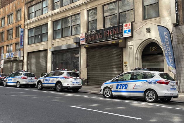 NEW YORK, NY - APRIL 1: Many unoccupied NYPD Traffic Officer vehicles line midtown Manhattan street during the coronavirus pandemic on April 1, 2020 in New York City. Copyright: xRainmakerxPhotox