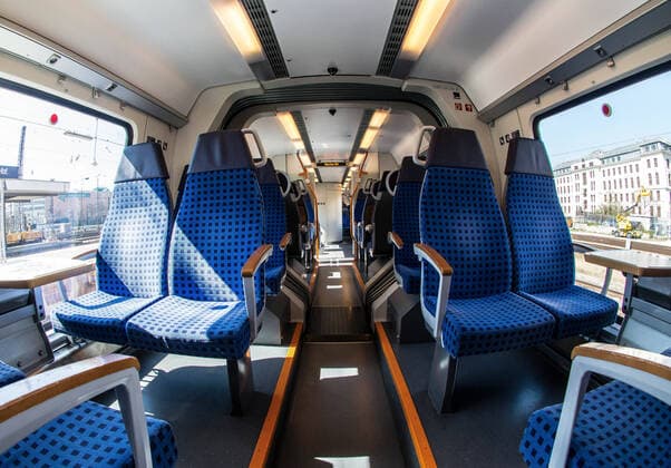 April 1, 2020, Munich, Bavaria, Germany: A rare sight- completely empty seats in a Deutsche Bahn Regio train in Munich, Germany. Despite being cautiously optimistic regarding the efforts to flatten the curve, Parts of Germany, such as Bavaria, have announced extensions to the daily life restrictions at least until April and with certain portions extending beyond. Munich Germany - ZUMAb160 20200401_zbp_b160_029 Copyright: xSachellexBabbarx