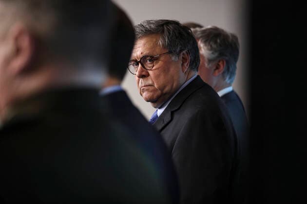 April 1, 2020, Washington, District of Columbia, USA: United States Attorney General William P. Barr attends the daily briefing on the novel coronavirus, COVID-19, in the Brady Press Briefing Room of the White House on April 1, 2020 in Washington, DC Washington USA - ZUMAs152 20200401_zaa_s152_043 Copyright: xOliverxContrerasx