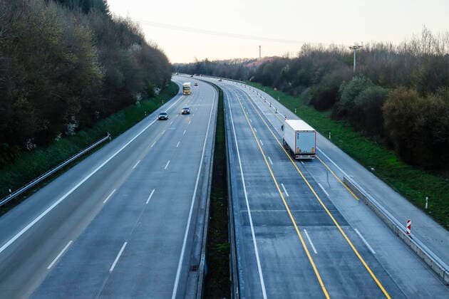 01 04 2020, Neustadt Wied, Rhineland-Palatinate, Germany Corona crisis, little traffic on the A3 motorway Neustadt Rheinland Pfalz Germany