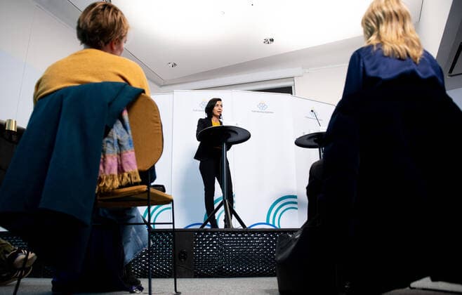 200402 Taha Alexandersson, Deputy Emergency Preparedness Manager, Swedish National Board of Health, during a press conference on the occasion of the Coronavirus, Covid 19, April 2, 2020 in Stockholm,  Copyright: MAXIMxTHORE 47113360st
