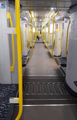 24 03 2020, Berlin, CEF Only one person sits in a U-Bahn of line 2 compartment, everyday life