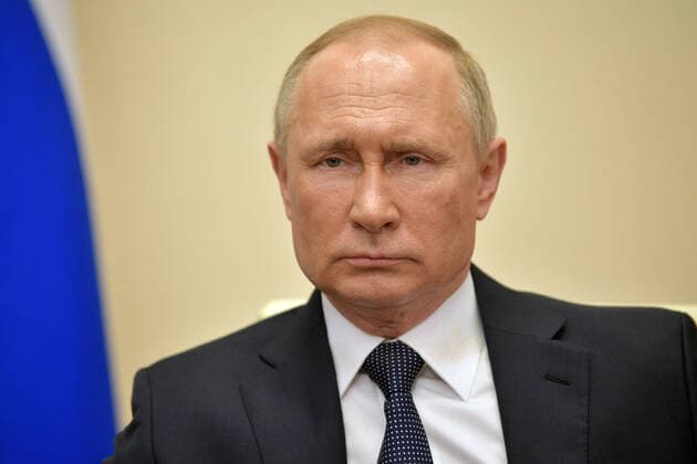 MOSCOW REGION, RUSSIA - APRIL 2, 2020: Russia s President Vladimir Putin delivers a televised address to the nation on the ongoing COVID-19 pandemic, at Novo-Ogarevo residence. Alexei Druzhinin Russian Presidential Press and Information Office TASS  TS0D436D