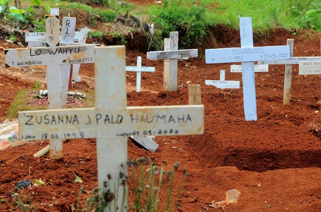 Coronavirus in Indonesien, Beerdigung von Todesopfern in Jakarta April 2, 2020, Jakarta, Indonesia: Graves of Covid-19 victims who will be buried in Pondok Ranggon Public Cemetery, Cipayung, East Jakarta. Today in TPU Pondok Ranggon twenty-one bodies were buried. Jakarta Indonesia - ZUMAr173 20200402_sha_r173_511 Copyright: xDasrilxRoszandix