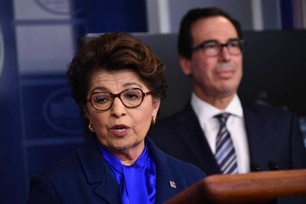 April 2, 2020, Washington, District of Columbia, USA: Jovita Carranza, the newly appointed head of the Small Business Administration, speaks at a Coronavirus briefing at the White House on Thursday, April 2, 2020 in Washington, DC. Due to the COVID-19 pandemic, at least 5,700 people have died in the United States with more than 200,000 infected. More than 10 million people have lost their jobs in the U.S. in the past two weeks. .Credit: Pool via CNP Washington USA - ZUMAs152 20200402_zaa_s152_012 Copyright: xKevinxDietschx