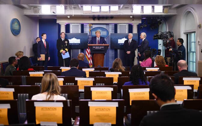 United States President Donald J. Trump speaks at a Coronavirus briefing at the White House on Thursday, April 2, 2020 in Washington, DC. Due to the COVID-19 pandemic, at least 5,700 people have died in the United States with more than 200,000 infected. More than 10 million people have lost their jobs in the U.S. in the past two weeks. Photo Kevin Dietsch UPI Copyright: xKevinxDietschx