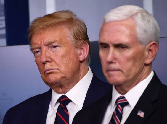 United States President Donald J. Trump stands alongside US Vice President Mike Pence at a Coronavirus briefing at the White House on Thursday, April 2, 2020 in Washington, DC. Due to the COVID-19 pandemic, at least 5,700 people have died in the United States with more than 200,000 infected. More than 10 million people have lost their jobs in the U.S. in the past two weeks. Copyright: xKevinxDietschx