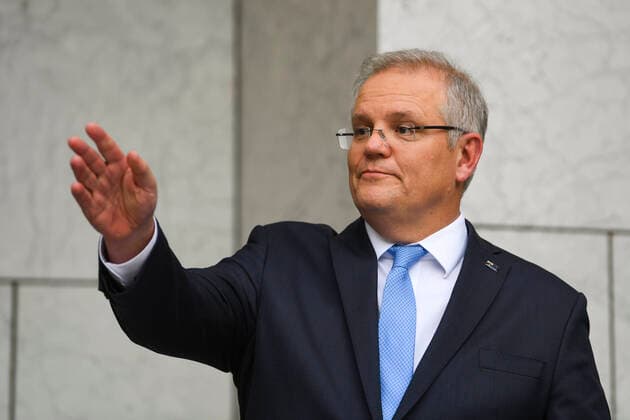 SCOTT MORRISON CORONAVIRUS UPDATE, Australian Prime Minister Scott Morrison speaks to the media during a press conference at Parliament House in Canberra, Friday, April 3, 2020. ( NO ARCHIVING, EDITORIAL USE ONLY, NO USE IN BOOKS WITHOUT CONSENT CANBERRA ACT AUSTRALIA  Copyright: xLUKASxCOCHx 20200403001461581888
