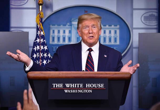 April 2, 2020, Washington, District of Columbia, USA: United States President Donald J. Trump speaks at a Coronavirus briefing at the White House on Thursday, April 2, 2020 in Washington, DC. Due to the COVID-19 pandemic, at least 5,700 people have died in the United States with more than 200,000 infected. More than 10 million people have lost their jobs in the U.S. in the past two weeks. .Credit: Pool via CNP Washington USA - ZUMAs152 20200402_zaa_s152_065 Copyright: xKevinxDietschx