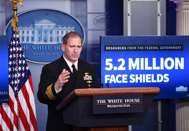 April 2, 2020, Washington, District of Columbia, USA: Rear Admiral John P. Polowczyk, Vice Director, J4, Joint Staff, speaks at a Coronavirus briefing at the White House on Thursday, April 2, 2020 in Washington, DC. Due to the COVID-19 pandemic, at least 5,700 people have died in the United States with more than 200,000 infected. More than 10 million people have lost their jobs in the U.S. in the past two weeks. .Credit: Pool via CNP Washington USA - ZUMAs152 20200402_zaa_s152_078 Copyright: xKevinxDietschx