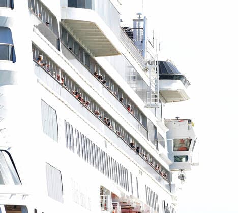 April 2, 2020, Fort Lauderdale, Florida, United States Of America: FORT LAUDERDALE, FL - APRIL 02: COVID-19 -Two Coronavirus-Impacted Cruise Ships the MS Zaandam and MS Rotterdam Cleared to Dock in Port Everglades Florida with dead and sick aboard After Weeks at Sea. While the MS Zaandam arrived first and looked like a ghost ship of death. Seen here the healthy people that were transferred to the MS Rotterdam from the MS Zaandam at sea look joyful as finally a country takes them in on April 2, 2020 at Port Everglades in Fort Lauderdale, Florida..People: MS Rotterdam Fort Lauderdale United States Of America - ZUMAn287 20200402_zaa_n287_173 Copyright: xSMGx