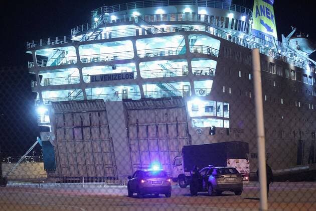 April 2, 2020, Piraeus, Greece: Health authorities monitoring the 383 passengers and crew on a ferry that is in quarantine off the coast of Piraeus said that the number of confirmed Covid-19 cases on board the vessel has jumped to at least 120 from an initial 20..The Greek-owned Eleftherios Venizelos has a crew of 34 people and an international passenger list of 349 shipyard workers who were turned back from a Turkish-backed cruise ship project in Spain when the coronavirus epidemic broke out there, before stopping at Piraeus last week on their way to Turkey, according to some reports. Other reports suggested that the ship was sailing from Turkey to Spain when it stopped at Piraeus on March 22 after two passengers became ill. Piraeus Greece - ZUMAe114 20200402_zaa_e114_002 Copyright: xEurokinissix
