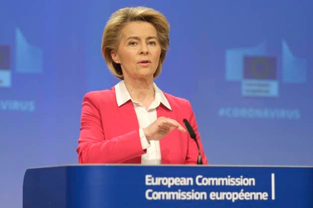 Bilder des Jahres 2020, News 04 April News Themen der Woche KW13 Press conference by the President of the European Commission, Ursula VON DER LEYEN, on SURE (EU partial unemployment program), on the emergency support instrument and on the Coronavirus Response Investment Initiative Plus  NicolasxLandemardx xLexPictorium LePictorium_0227097