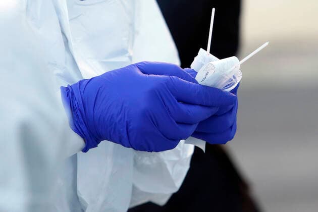 Rome April 4th 2020. Santa Maria della Pieta . Coronavirus emergency. Due to the spread of Covid-19 virus, Italy started a new procedure, a drive-through COVID-19 pharyngeal and nasal swab to test possible positivity to the infection . In the pictures, medical workers testing doctors and nurses of San Filippo Neri hospital. Photo Samantha Zucchi Insidefoto SamanthaxZucchi