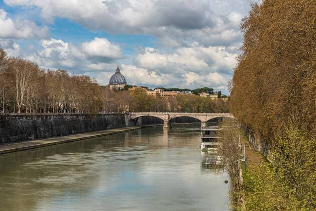 Sisto bridge and San Pietro Dome. Tiber river. Rome. Lazio. Italy. Europe 1028_02_PPA2287