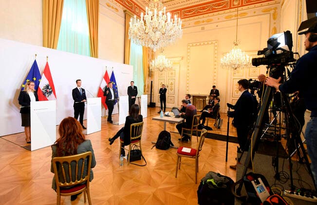 Vienna 03 04 2020, Federal Chancellery, Vienna, AUT, Current developments on corona disease in Austri  EP_pool
