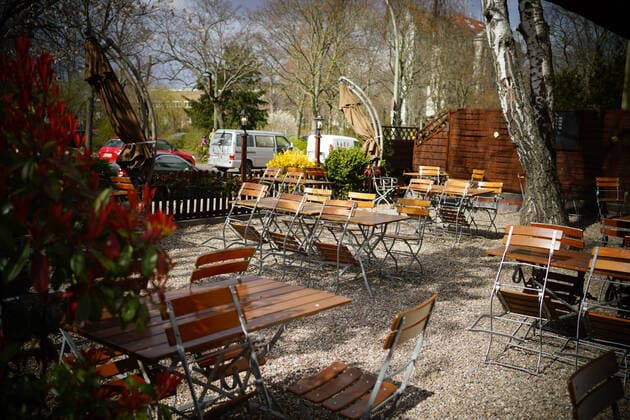 03 04 2020,Berlin,Germany,GER,the city in times of the Corona pandemic,empty benches and chairs in the citys gastronomy