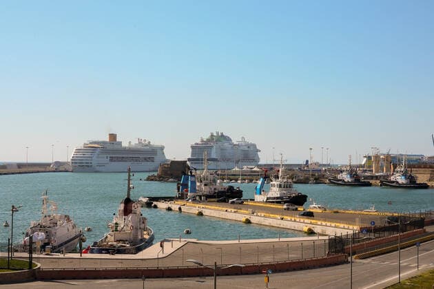 Coronavirus in Italien, Kreuzfahrtschiffe im Hafen von Civitavecchia Italy: COVID-19 affect Tourism industry Cruise ships are seen docked at Civitavecchia port, 70 km northern to Rome, as the tourism industry is affected by the spread of the coronavirus disease (COVID-19). Civitavecchia Italy Copyright: GiampieroxSposito