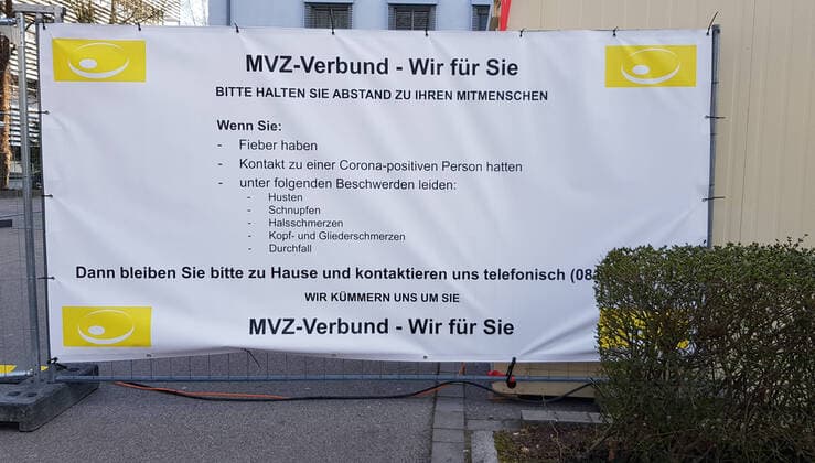 04 04 2020 Dachau, MVZ Verbund, Medical Care Center, Coronavirus SARS CoV 2, Pandemic, Precautions, Protective Measures, Coronavirus smear, Take Away Station at the Dachau Medical Care Center,