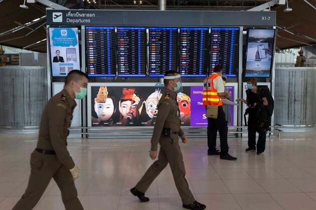April 4, 2020, Bangkok, Bangkok, Thailand: Thailand banned all international flights from landing in the country starting April 4th until at least the end of Monday April 6th. Bangkok s Suvanarbhumi International Airport, one of 2 international airports serving the Thai capital, was a shadow of it s former self as the departure halls and check in counters were largely empty of people and activity. These extreme measures were put into place in an effort to stop new cases of Covid-19 from being imported into the country. Bangkok Thailand - ZUMAt128 20200404_zap_t128_013 Copyright: xAdryelxTalamantesx