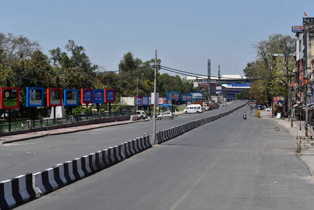 NEW DELHI, INDIA APRIL 4: An empty stretch along the main road to the Lajpat Nagar Metro Station, on day eleven of the 21 day nationwide lockdown to check the spread of coronavirus, on April 4, 2020 in New Delhi, India. (Photo by Sanjeev Verma Hindustan Times ) India Goes Into 21 Day Lockdown Due To Coronavirus COVID 19