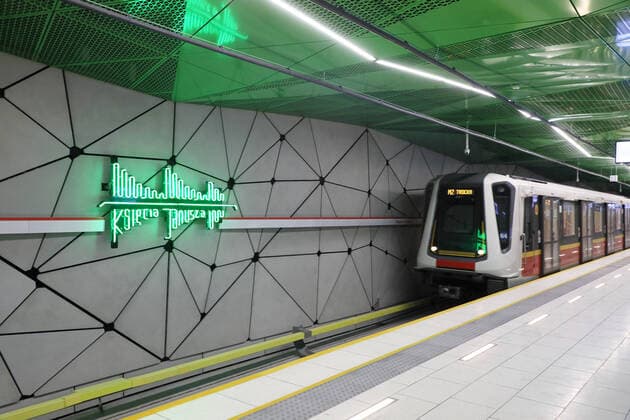 Three new underground station open in Warsaw Three new underground stations have been opened during the coronavirus outbreak on April 04, 2020 in Warsaw, Poland Pictured: Ksiecia Janusza Tube Station EN_01423401_0045 