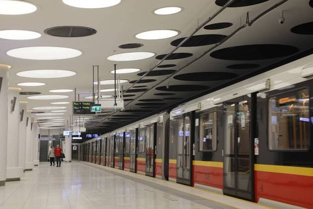 Three new underground station open in Warsaw Three new underground stations have been opened during the coronavirus outbreak on April 04, 2020 in Warsaw, Poland Pictured: Mlynow Underground Station EN_01423401_0070 