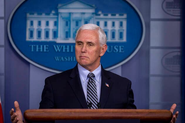 April 4, 2020, Washington, District of Columbia, USA: United States Vice President Mike Pence speaks at the coronavirus briefing at the White House Washington, D.C., U.S., on Saturday, April 4, 2020. New York s death toll from coronavirus on Saturday surpassed 3,500 as confirmed cases rose to 113,704, bringing the U.S. total to more than 7,700 fatalities and 287,000 cases. .Credit: Pool via CNP Washington USA - ZUMAs152 20200404_zaa_s152_035 Copyright: xTasosxKatopodisx