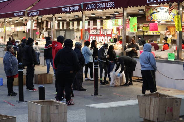 WASHINGTON, D.C. APRIL 4: People seen not practicing social distancing at The Wharf View During The Coronavirus Pandemic on April 4, 2020. Copyright: xmpi34x