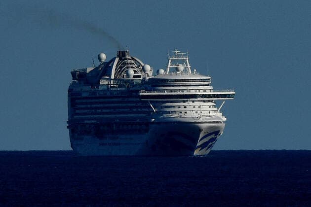 AUSTRALIA CORONAVIRUS COVID-19, The cruise ship the ruby Princess sits of coast of Sydney, Sunday, April 5, 2020. A number of passengers from the Ruby Princess have died in due to the Coronavirus and a number of crew have been taken off and hospitalised. ( NO ARCHIVING, EDITORIAL USE ONLY, NO USE IN BOOKS WITHOUT CONSENT SYDNEY NSW AUSTRALIA  Copyright: xJOELxCARRETTx 20200405001461866821