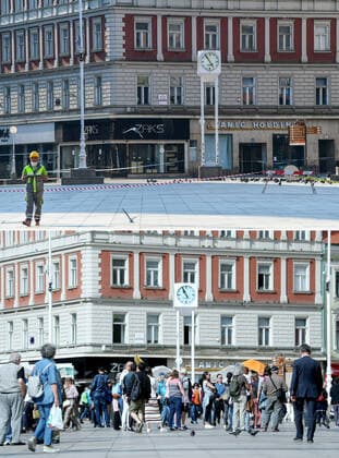 Life in Croatia before and during pandemic of coronvirus 04.04.2020., Zagreb, Croatia - Combo photo shows people at Ban Josip Jelacic Square in Zagreb, Croatia on September 19, 2019 (bottom) and empty square of the same place during the COVID-19 pandemic on April 3, 2020. PIXSELLPIXSELL