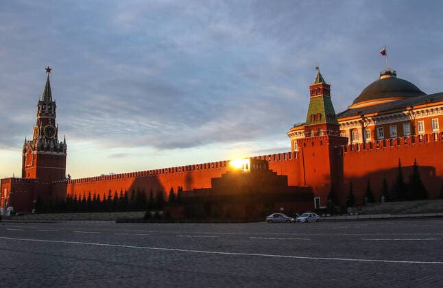 MOSCOW, RUSSIA - APRIL 5, 2020: The sun rises over Red Square deserted due to a home isolation order declared for Moscow residents of all ages to restrict movement within the city and reduce the risk of contagion; a period off work with full pay has been extended until April 30 nationwide as part of preventive measures to contain the spread of the COVID-19 infection. Valery Sharifulin TASS  TS0D4768