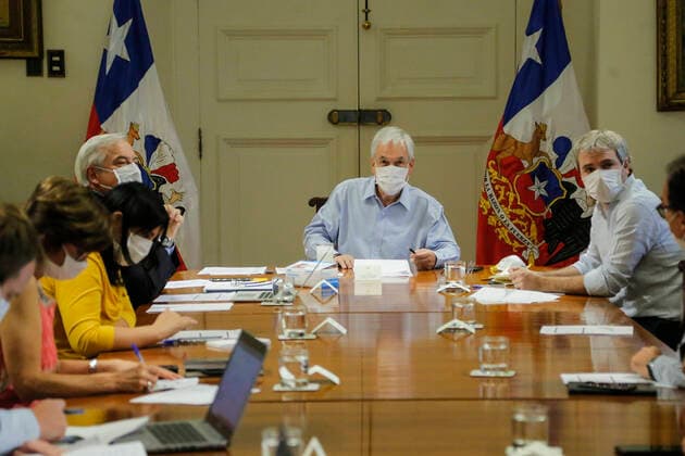 Santiago, April 5, 2020 President Sebastian Pinera meets with global coronavirus emergency committee Andres Perez pool Aton Chile, Santiago Chile Aton 409907  Copyright: ANDRESxPEREZ xPOOLx ATONxCHILE