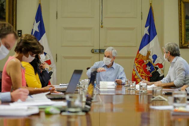 Santiago, April 5, 2020 President Sebastian Pinera meets with global coronavirus emergency committee Andres Perez pool Aton Chile, Santiago Chile Aton 409908  Copyright: ANDRESxPEREZ xPOOLx ATONxCHILE
