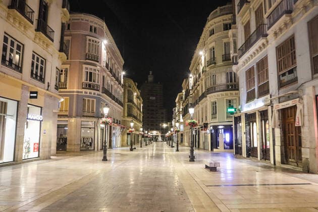April 4, 2020: 5 April 2020 (Malaga) Due to the coronavirus crisis the streets of Malaga are deserted due to the confinement in the houses, prolonged in Spain until 26 April. - ZUMAc161 20200404_zap_c161_113 Copyright: xLorenzoxCarnerox
