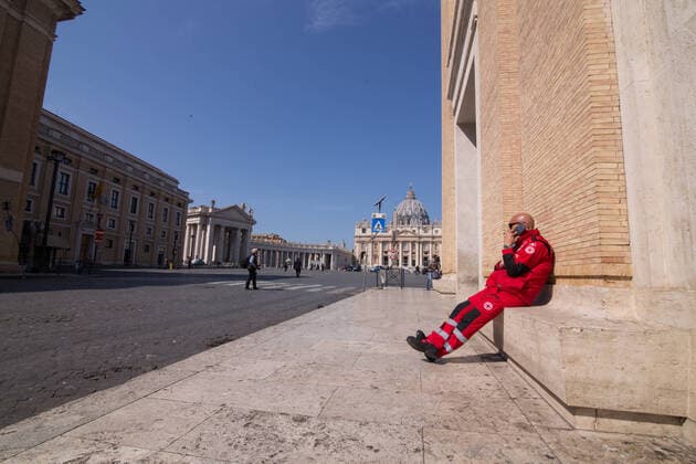 Palm Sunday in St. Peter s Square during CoVID-19 Palm Sunday in St. Peter s Square in Rome in this lockdown period due to the Covid-19 pandemic Roma Italy Copyright: MatteoxNardone